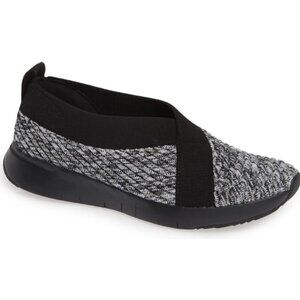 Fitflop Artknit Ballet Shoe Slip On Sneaker Women 5 Gray Black Comfort LIght 36